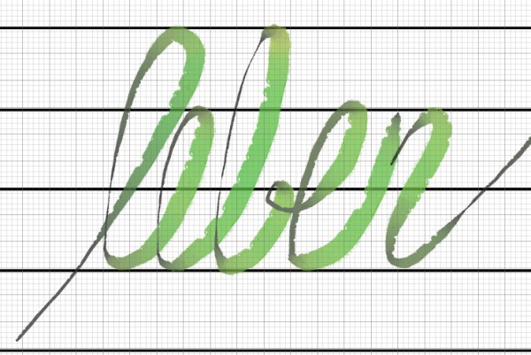 2D-Entwurf 12: Warum habe ich nur so eine besch...eidene Handschrift, verfl... Keyboardtippserei! Für das ComCo-Logo gebe ich mir heute aber noch mehr Mühe. Versprochen! Wie in der Schule damals habe ich mir sogar Hilfslinien als Schreibkrücke aufgetragen. :-)