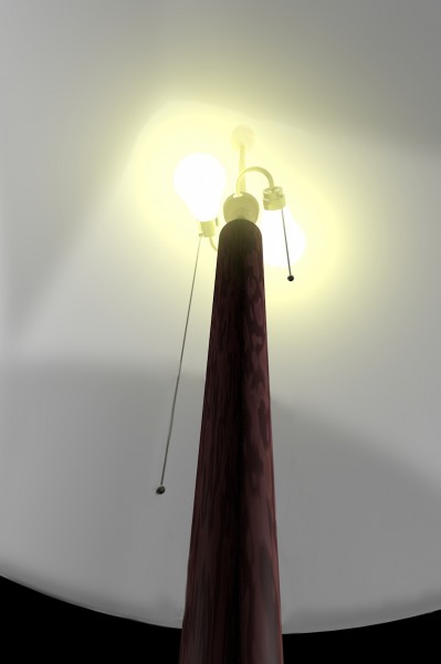 3D-Entwurf 10: Testrendering der Stehlampe (der hier zu sehende Lampenschirm ist noch Platzhalter)