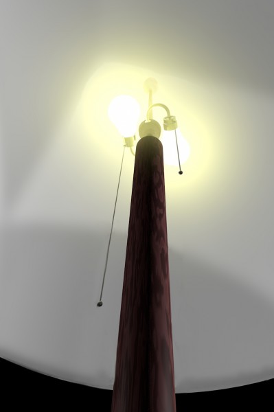 3D-Entwurf 10: Testrendering der Stehlampe (der hier zu sehende Lampenschirm ist noch Platzhalter)