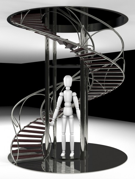 3D-Entwurf 31:<br />Es wird Zeit, dem Rentner für sein Dominizil etwas mehr Mobilität zu spendieren: eine Treppe und einen Lift zum Erreichen der oberen Wohnungsetage ist meine Lösung.<br />Zum Multimedia-Board ein kurzes Intermezzo: Mir ist mittlerweile (endlich) klar geworden, dass ich dieses Mobiliar betreffend bisher zuviel Detailarbeit hineingesteckt habe. Im fanialen ComCo wird vieles davon leider nicht angemessen zur Geltung kommen bzw. zu sehen sein! Daher überdenke ich meine dbzgl. Strategie und schraube meine Ansprüche herunter. Hierzu später mehr!<br />Edit: Rechtschreibfehler