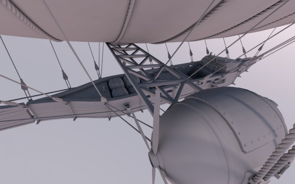 3D-Entwurf 60:<br />Es hat etwas gedauert, aber das Luftschiff ist ready; hier aus etwas ungewöhnlicher Perspektive &quot;fotografiert&quot;.